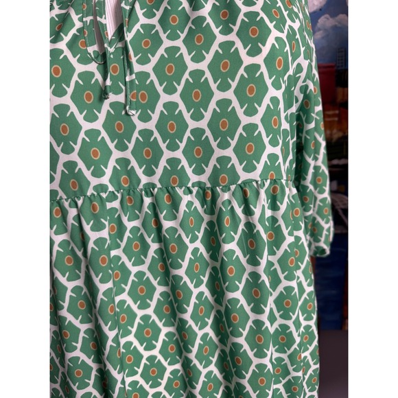 Green Caftan Moo Moo Tiered Maxi Dress Women's XL Long Sleeve‎ Boho Roper Romp - Picture 6 of 7